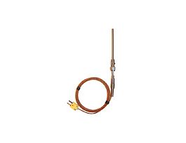 Type-K Pipe-ftg Probe SS Handle Mini-Connector, 4" L .188" Dia Grounded 6ft Cable