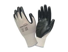 COR-TOUCH® 13-GAUGE, GRAY NYLON SHELL, BLACK FLAT NITRILE PALM COATING