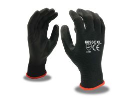 STANDARD, 13-GAUGE, BLACK NYLON SHELL, BLACK POLYURETHANE PALM COATING