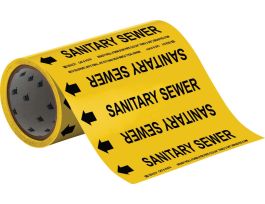 Sanitary Sewer Pipe Marker, 30' H x 8" W, Roll of 30', Fits Pipes 2" Dia. or Smaller