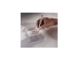 Zip-lip low-density polyethylene bag with white labeling area, 5" x 8"