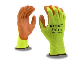COR-BRITE® 13-GAUGE, HI-VIS YELLOW POLYESTER SHELL, HI-VIS ORANGE POLYURETHANE PALM COATING