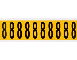 Outdoor Vinyl 1.938 in Black on Yellow Numbers 8 Card of 10 Labels