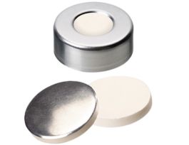Silver Aluminum Crimp Cap, 20 mm Dia., Silicone/Aluminum Foil Septum; 1000/pk