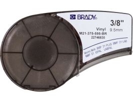 All Weather Permanent Adhesive Vinyl Label Tape with Ribbon for M210 M211 BMP21-PLUS Printers - 0.375" White on Brown