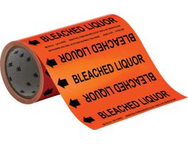 Bleached Liquor Pipe Marker, 30' H x 8" W, Roll of 30', Fits Pipes 2" Dia. or Smaller