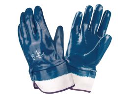 BRAWLER™ PREMIUM DIPPED NITRILE, FULLY COATED, JERSEY LINED, SAFETY CUFF, SANITIZED®