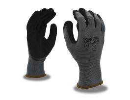 COR-TOUCH® SAND-GRIP 13-GAUGE, GRAY POLYESTER SHELL, BLACK SANDY NITRILE PALM COATING