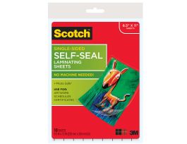 Scotch™ Single-Sided Laminating Sheets LS854SS-10, 9 in x 12 in Letter Size Single Sided