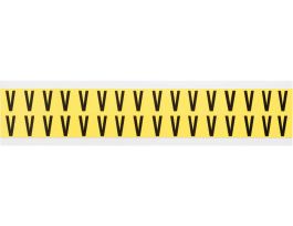 Repositionable Vinyl 0.625 in Black on Yellow, Letters V Card of 32 Labels