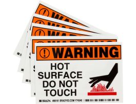 Warning Hot Surface Do Not Touch Package 4, 3.5" H x 5" W x 0.006" D, Polyester