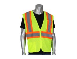 Type R Class 2 SE Treated Mesh Vest Zipper, 2 Pocket, Two Tone Tape