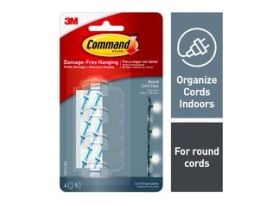 Command™ Clear Round Cord Clips, 17017CLRES, 4 Clips, 5 Strips