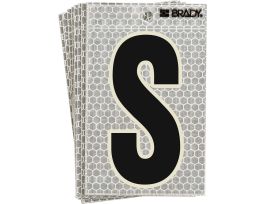 Glow in the Dark 5 in Black, Green Glow on Silver Letter S 10/PK