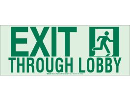 Exit Through Lobby With Running Man Sign, 7" H x 18" W x 0.0096" D