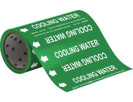 Cooling Water Pipe Marker, 30' H x 8" W x 30' L, Roll of 30', Fits Pipes, 2.5" Dia. Thru 2" Dia.