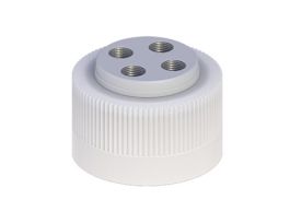 Solvent Delivery Cap with 304 SS Port Thread Inserts, four 1/4"-28, 38-430; 1/ea