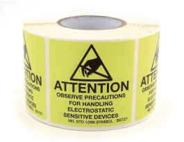 ESD MIL LABEL SEMIGLOSS LITHO 2X2IN