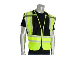 ANSI 207 PSV Vest, No Logo, Brkwy, Zipper Closure, 2x1in. Reflec. Blk, MD-XL
