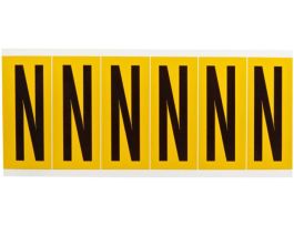 Outdoor Vinyl 3 in Black on Yellow Letters N Card of 6 Labels