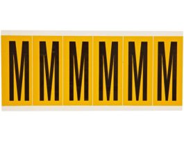 Outdoor Vinyl 3 in Black on Yellow Letters M Card of 6 Labels