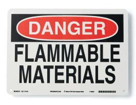 DANGER Flammable Materials Sign, 10" H x 14" W x 0.055" D, Polypropylene