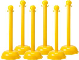 BradyLink Warning Posts, Yellow, 41" H x 3" Dia, Polyethylene