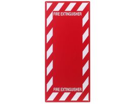 Fire Extinguisher Backplate, White on Red