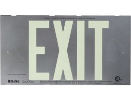 BradyGlo Exit Sign, 8.25" H x 15.25" W x 0.25" D, Glow on Silver