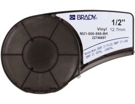 All Weather Permanent Adhesive Vinyl Label Tape with Ribbon for M210 M211 BMP21-PLUS Printers - 0.5" White on Black