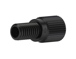 Flangeless Male Nut, Standard Knurl, Black PFA, 1/8" OD Tubing, M6 Flat-Bottom; 1/EA