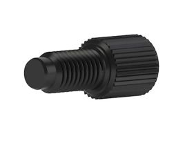 Port Plug, Standard Knurl, Black PP, 1/4-28 Flat-Bottom; 1/EA