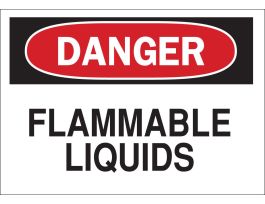 DANGER Flammable Liquids Sign, 10" H x 14" W x 0.035" D, Aluminum