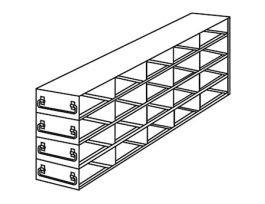 Upright Freezer Drawer Rack for Microtube Boxes with 1 1/8" Max Height, 5 x 4 x 2 Array