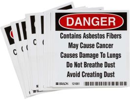 B7569 6 x 6", Asbestos Label, 100/Pkg