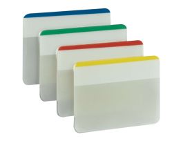 Post-it® Durable Tabs 686F-1, 2 in. x 1.5 in. (50.8 mm x 38 mm) Beige, Green, Red, Canary Yellow 24 pk/cs