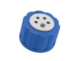 Solvent Bottle Cap, GL38/38-430 (glass), 4 Luer ports and 1 venting port; 1/ea