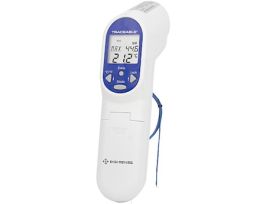 Traceable IR Gun Thermometer with Laser, Type K Input, and Calibration