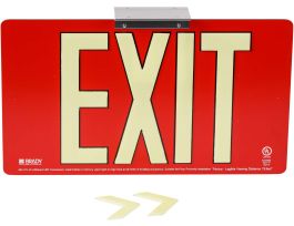BradyGlo Exit Sign, Red, 9" H x 15.75" W x .125" D, Double Sided w/Bracket