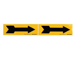 Self-Sticking Vinyl Arrow, 4" H x 12" W, Black on Yellow, Card of 2 Each