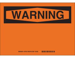 Blank Sign, 14" H x 20" W x 0.035" D, Black on Orange, Aluminum