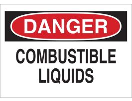 DANGER Combustible Liquids Sign, 10" H x 14" W x 0.06" D, Polystyrene