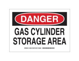 DANGER Gas Cylinder Storage Area Sign, 7" H x 10" W x 0.06" D, Polystyrene