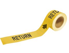 Self-Adhesive Pipe Marker: RETURN, 1" H x 8" W, Roll of 25 Each, Fits Pipes 1.5" Dia. Thru 2" Dia.