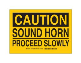 CAUTION Sound Horn Proceed Slowly Sign, 10" H x 14" W x 0.035" D, Aluminum