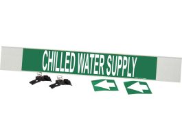 Chilled Water Supply Pipe Marker, 4" H x 24" W, Fits Pipes 8" Dia. or Larger