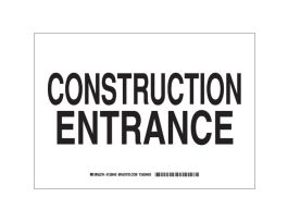 Construction Entrance Sign, 7" H x 10" W x 0.035" D, Aluminum