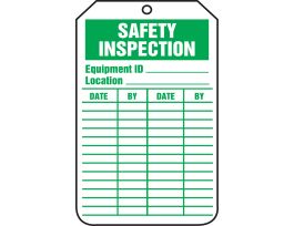 Safety Tags, 5 3/4" x 3 1/4", SAFETY INSPECTION, PF-CARDSTOCK, 25/PK