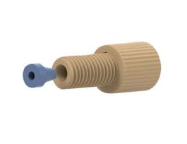Flangeless Fitting, Standard Knurl, Natural PEEK, 1/16" OD Tubing, 1/4-28 Flat-Bottom; 1/EA