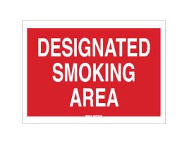 Designated Smoking Area Sign, 7" H x 10" W x 0.1" D, Fiberglass